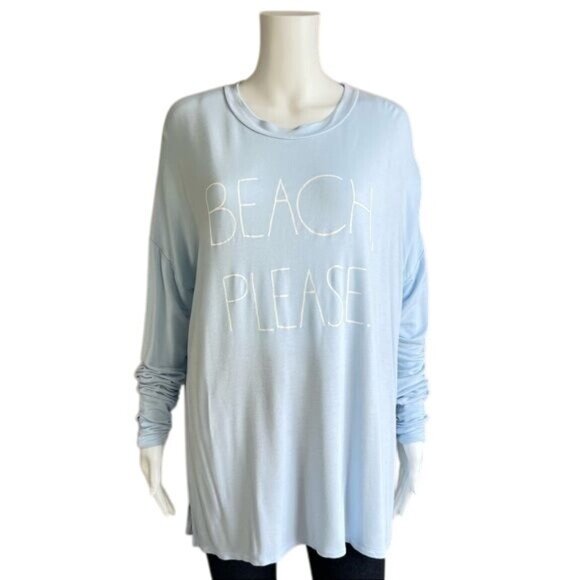 The Laundry Room Long Sleeve Beach Please Oversized Top - M - Picture 1 of 8